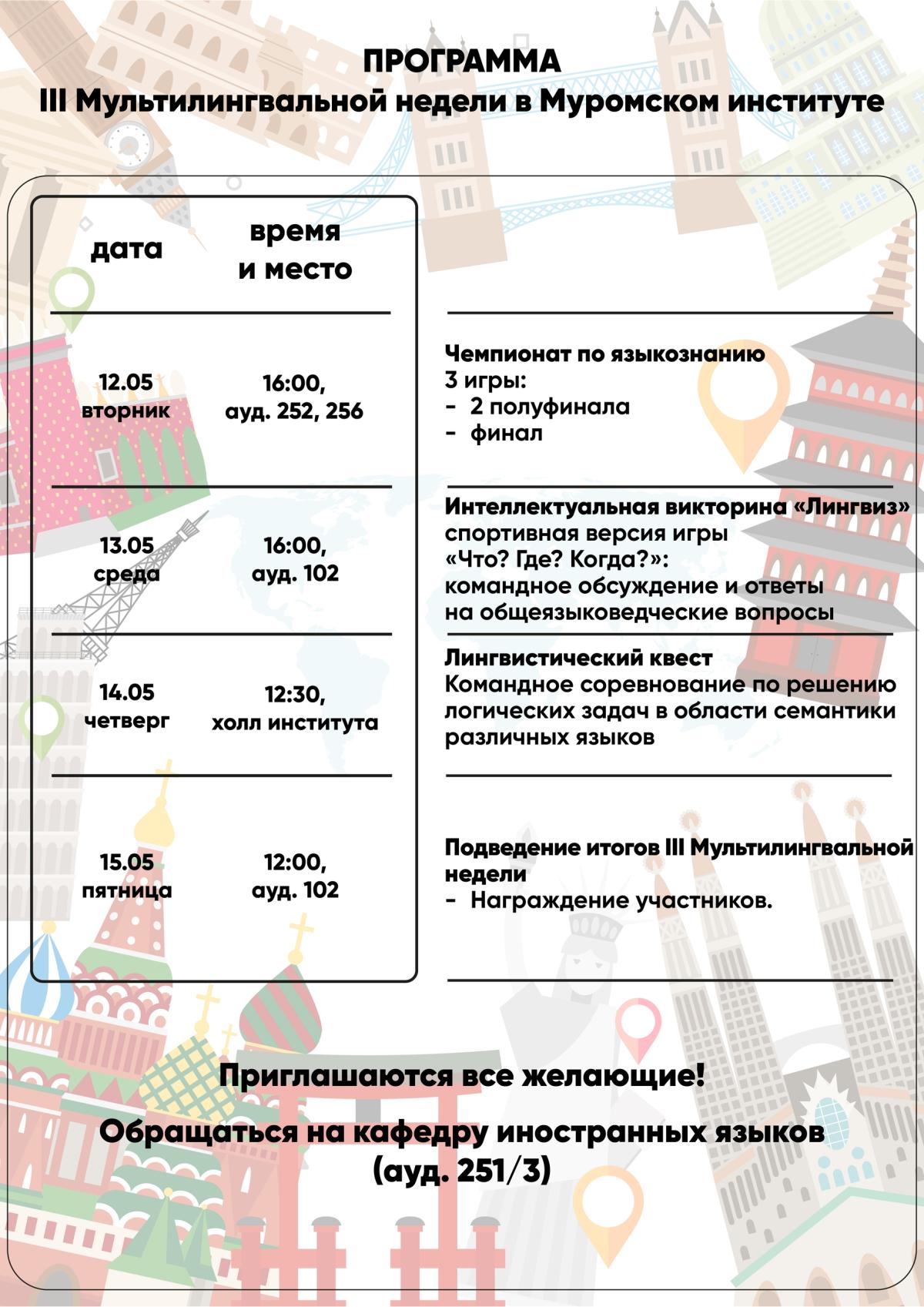 Стартует Мультилингвальная неделя в МИ ВлГУ!